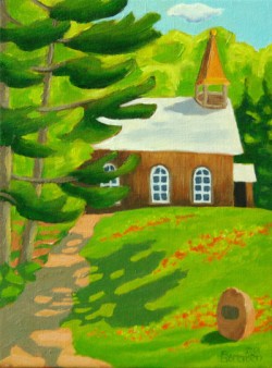 Rockingham Spring by Linda Sorensen Rockingham Spring by Linda Sorensen, painting of Rockingham Church